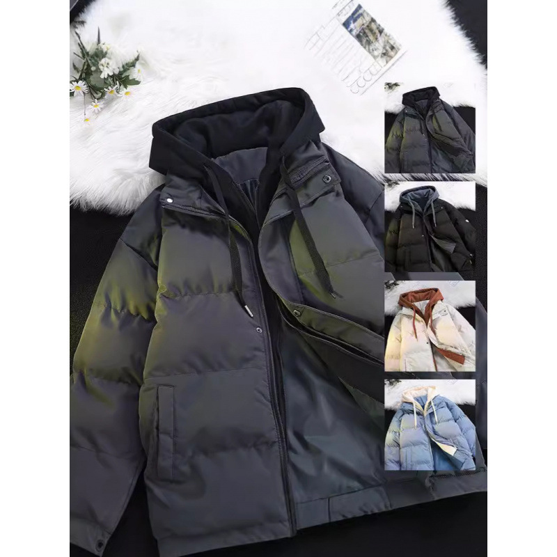 2024 invierno nuevo engrosado calentamiento con capuchón ropa de algodón suelta de tamaño grande juvenil falso de dos chaquetas casuales de algodón
