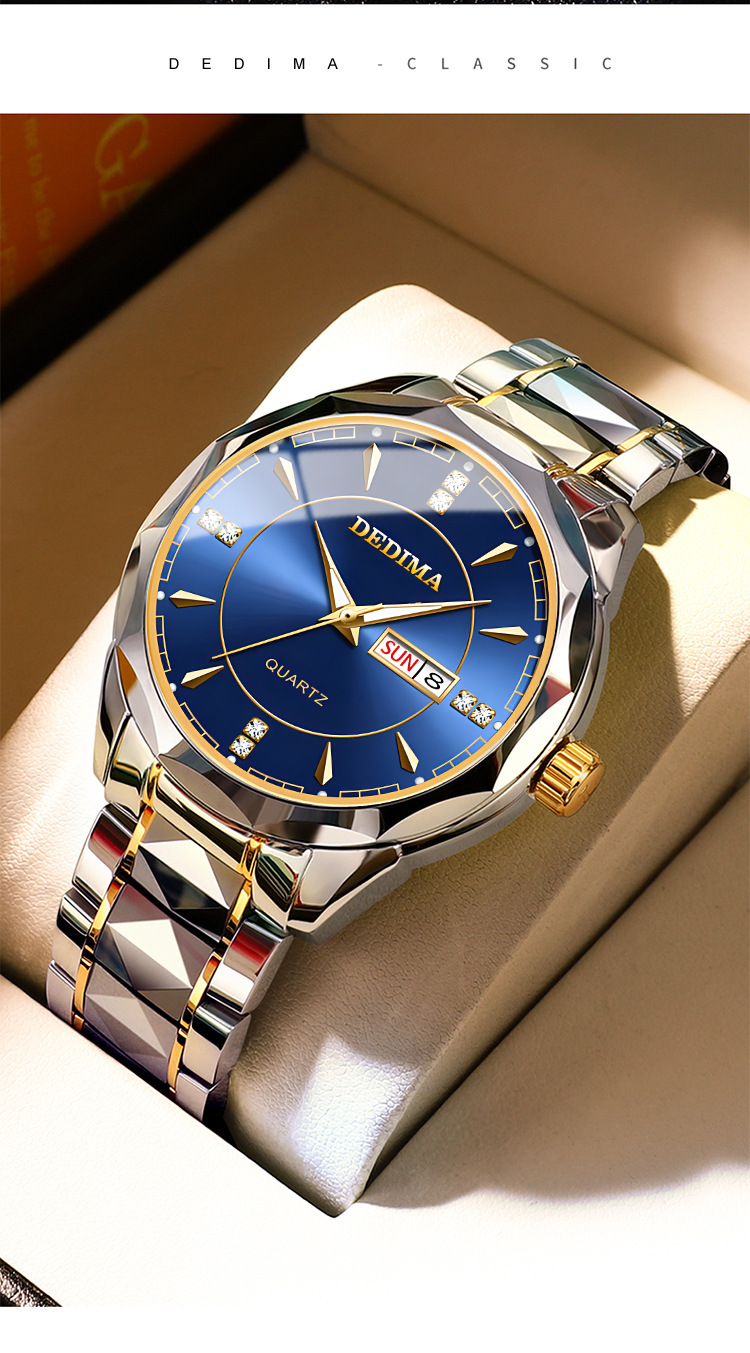 100g Weight Tempered Glass Mirror Material Stainless Steel Strap Material Watch Classification Pointer Display Type Butterfly Double Snap Buckle Style Round Dial Shape Business, Daily Occasion Quartz Movement Color Block Pattern Men's Gender Elegant, Classic Style Style Elegant Classic Style Color Block Butterfly Double Snap Quartz Watch Men's Watches 无