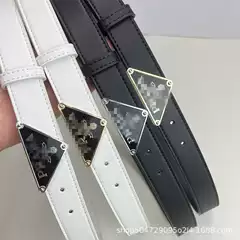Triangular Letter Smooth Buckle Unisex Leather Belt Fashion Trendy Belt Wholesale Decorative Versatile Belt