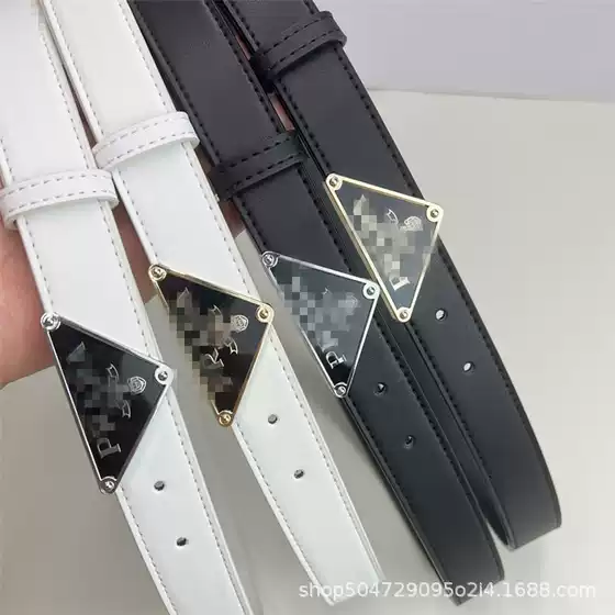 Triangular Letter Smooth Buckle Unisex Leather Belt Fashion Trendy Belt Wholesale Decorative Versatile Belt