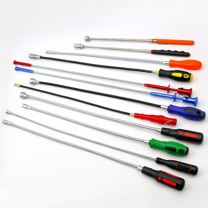 伸缩带灯吸力棒带灯捡拾器可弯式捡拾器汽修工具磁力棒吸力棒吸杆