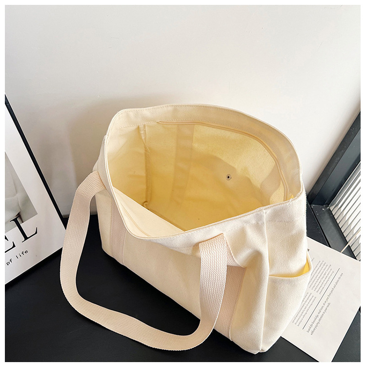 Wholesale of new women's single-shoulder bags, cross-border simple and casual canvas bags, Korean version LOGO printed commuter tote bags undefined