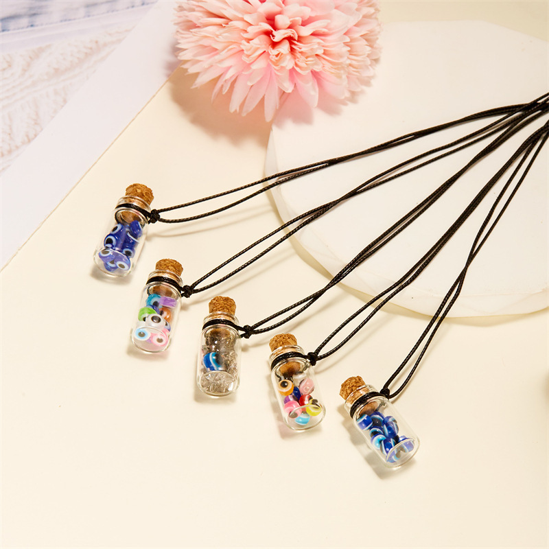 Simple Style Devil's Eye Bottle Glass Wax Rope Handmade Unisex Pendant Necklace display picture 5