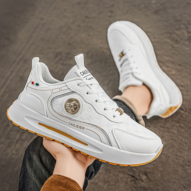 Otoño zapatos de hombre nuevos zapatos deportivos transpirables de moda para hombres, zapatos blancos con suela gruesa, zapatos casuales para hombres.