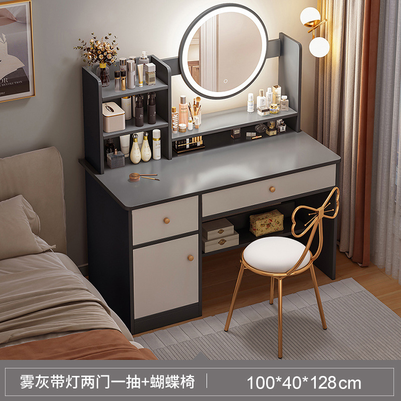 Tocador de dormitorio sencillo y moderno, pequeño gabinete de maquillaje integrado para apartamento pequeño, modelo nuevo 2024, mesa de maquillaje, tocador.
