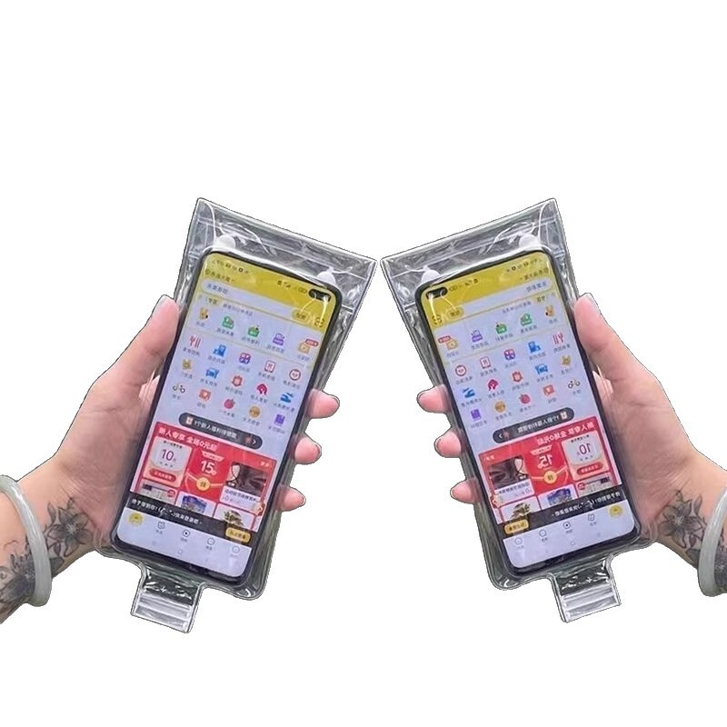 新しいユニバーサルテイクアウトリーダー専用携帯電話防水バッグ充電式クリップホルダータッチスクリーン充電穴防雨カバー|undefined