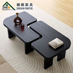 小茶のいくつかのオリジナルの黒い茶のいくつかの実木のデザイン感の異形のアイデアの低い辺のいくつかの寂風の茶のテーブルの家庭用の辺のいくつか