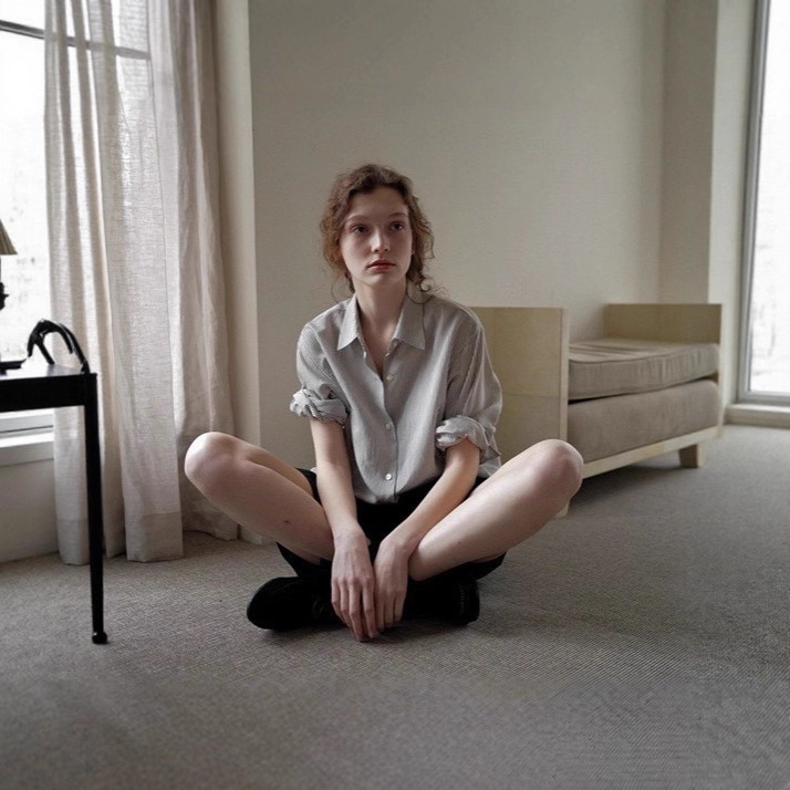 Now Korean Designer Noth*Ng Wr*T*En Stripesd Long-Sleeved Shirt Korean Women's Simple High-End Shirt