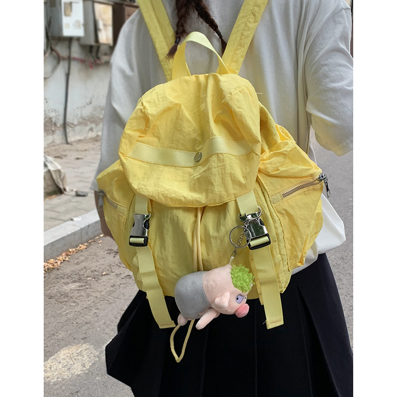 カジュアルナイロン布バックパック女性の 2025 新しいファッションカレッジスタイルシンプルなバックパック大容量学生スクールバッグ|undefined