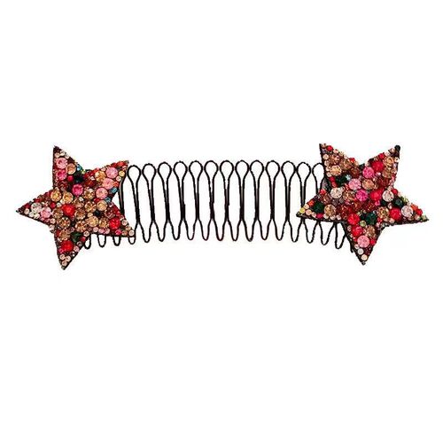 Rhinestone Star Broken Hair Comb Women's Broken Hair Organizer Invisible Back of Head Hair Disk Device Children's Dance Hairpin Insert Comb