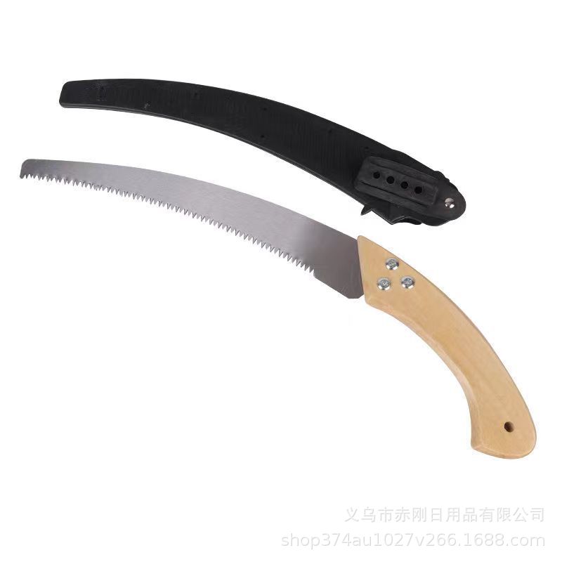 350弯锯 园林手锯修枝锯三面齿锯子 木柄手工腰锯钢锯子