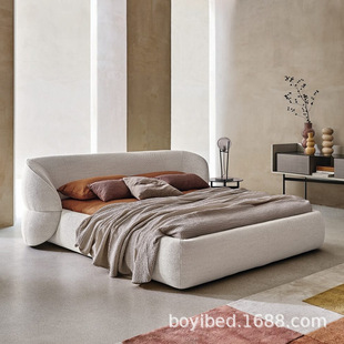 Light French Clip Hug Fabric Bed Classy Master Bedroom Elegant Master Bedroom Cashmere Cotton and Linen Designer Butterfly Bed