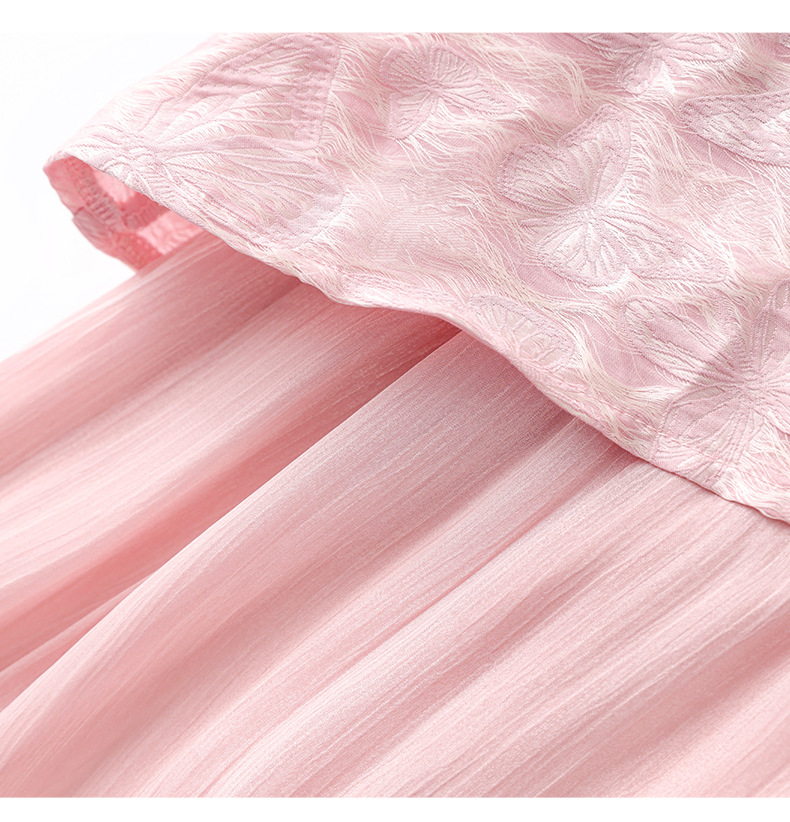 Váy maxi nữ cổ tròn đính cườm họa tiết bướm jacquard phong cách Trung Quốc — Màu đen chi tiết 25