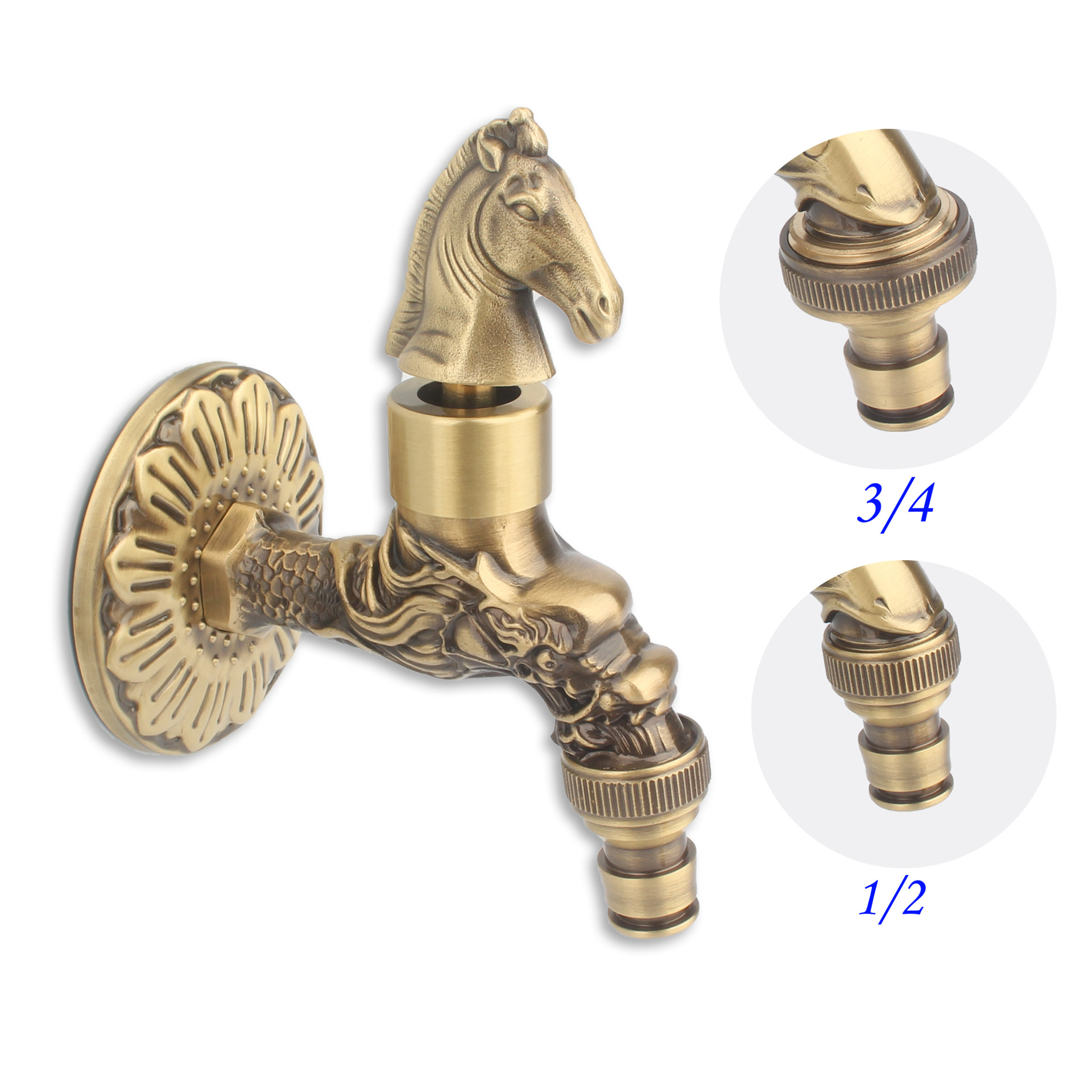 Cross-camera Amazon brass European antique carved single cold faucet faucet, bathroom faucet, washing machine, garden undefined