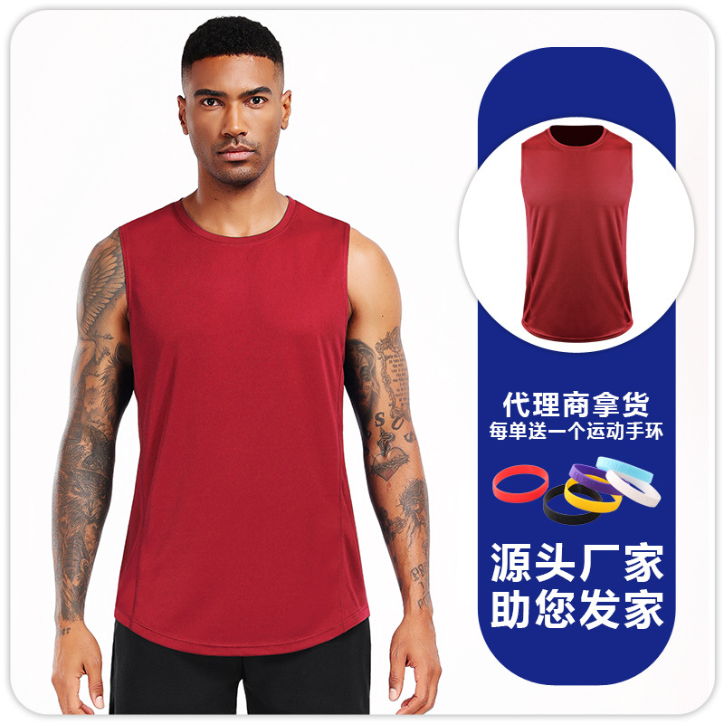 Camiseta de entrenamiento de maratón profesional de bádminton de hombre sin mangas y hombros sueltos deportivos rápidos y transpirables