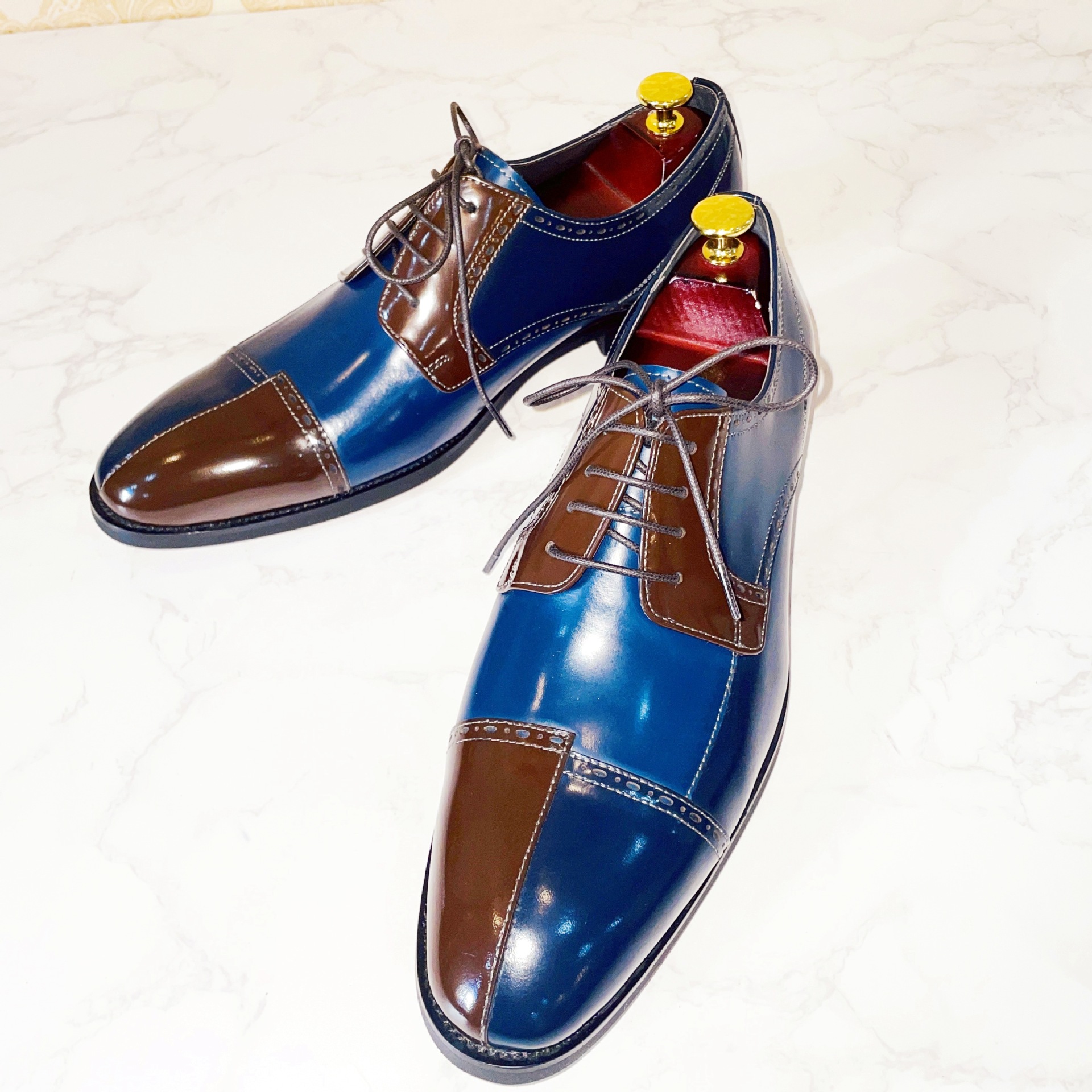 Color-Blocked Versatile Handmade Business Wear-Resistant Genuine Leather Men's Casual Formal Leather Shoes Wedding Groom Shoes Men's Loafers