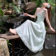 Seaside Holiday Backless dress Women's Summer Mint Mambo Green Beautiful Beach Sling Long Dress