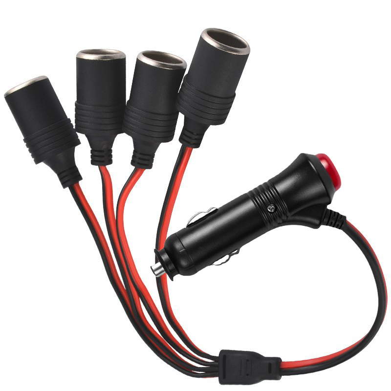 Car cigarette lighter one drag two drag four extension power cord low voltage 24v male and female seat power cord DC head
