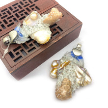 天然石珍珠坠子 46x65-46x71mm不规则形状 瓜子扣绕线吊坠DIY饰品