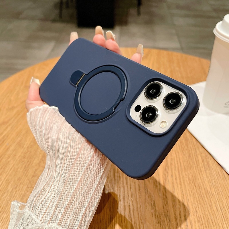 iPhone17promax対応 液体シリコン製 マグネット式スタンド付きスマホケース Apple16 大型ホール保護カバー|undefined