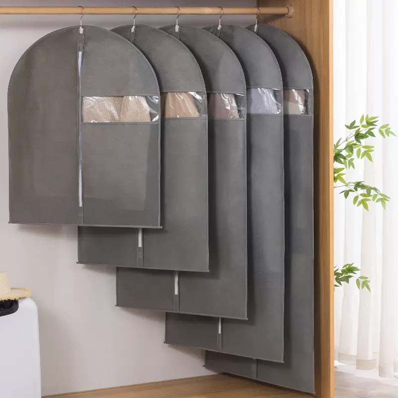 跨境无纺布平面衣服罩皮草大衣可视窗保护罩服装防尘收纳袋
