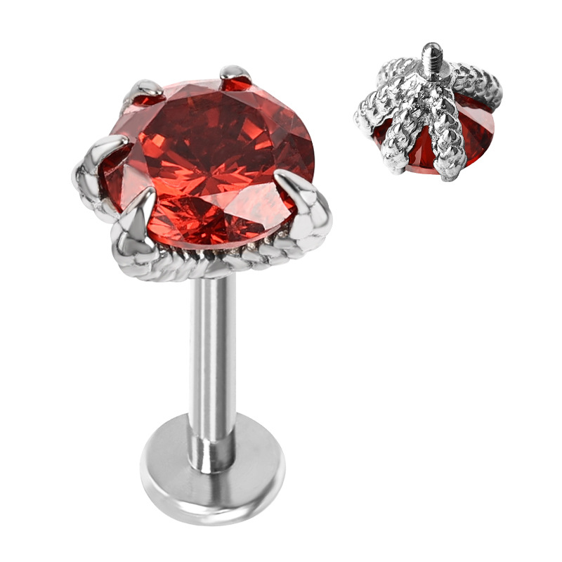 Zesen F136 Titanium Alloy Dragon Claw Dragon Scale Zircon Lip Labret Stud Tongue Nail Ear Bone Piercing Jewelry detail image 7
