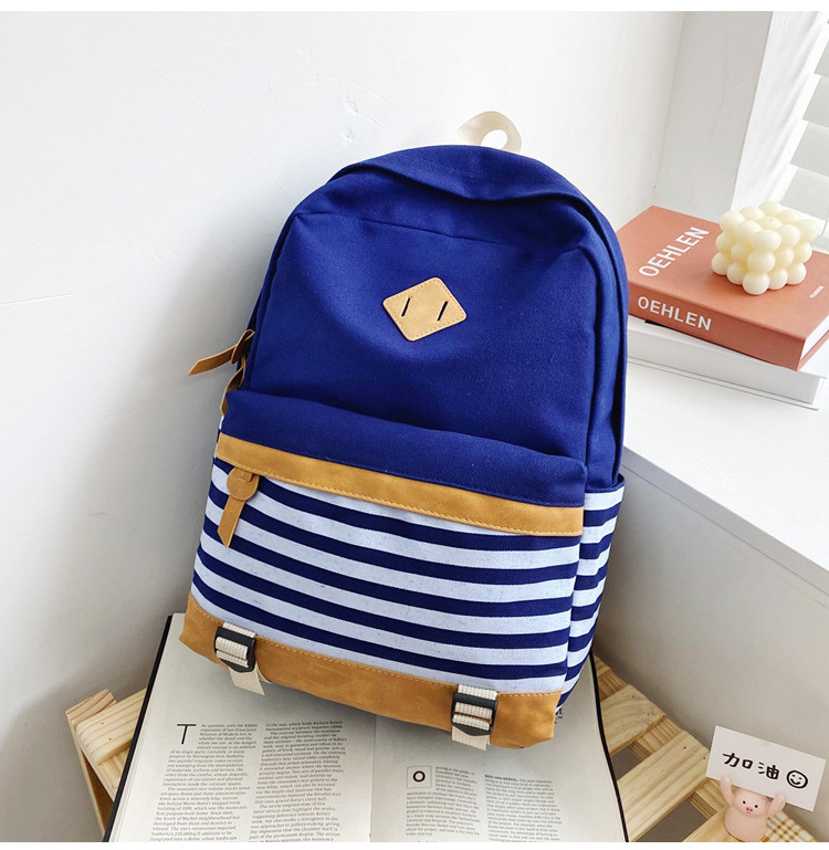Stripes Large Capacity Fashion Canvas Backpack Wholesale Nihaojewelry display picture 7