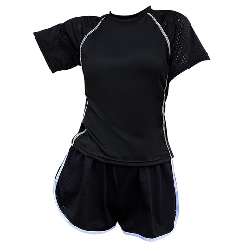 Two-piece swimsuit for female students, new summer vacation conservative skirt style two-piece set that covers the belly, looks slimming, small breasts push-up swimsuit