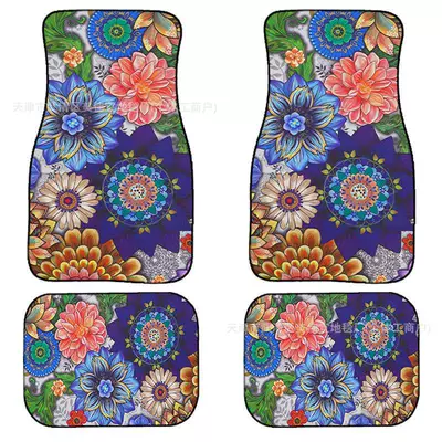 car foot mat carpet four-piece, Avtomobil döşəmə paspasları - rz-flower-2-33-44cm-two-pieces