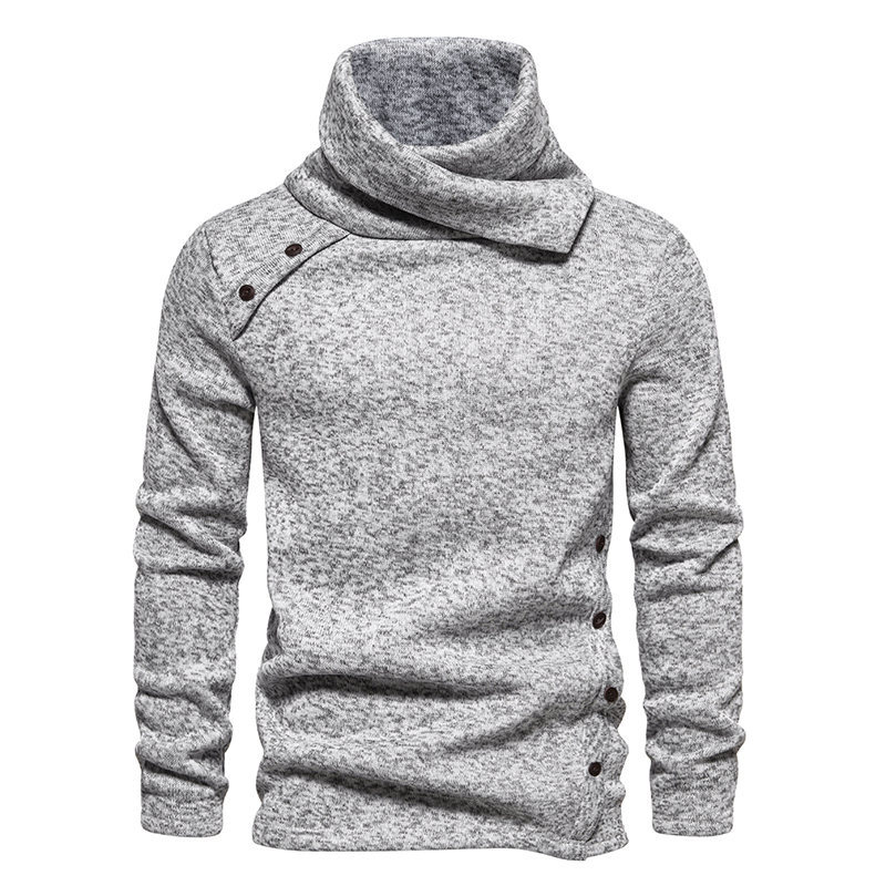 Pull tricoté de style américain pour homme, nouvelle collection automne et hiver, couleur unie, col montant_voghion.com