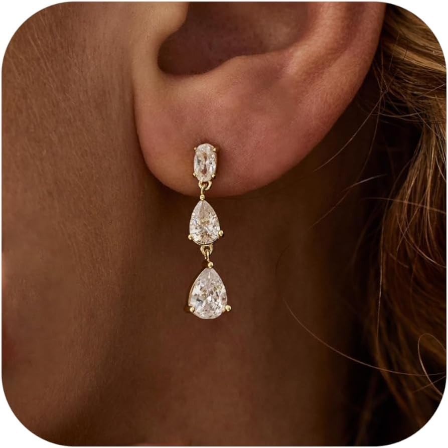 European and American Cross-Border Zircon Earrings Fashion Light Luxury Bridal Earrings Commuting Simple Popular Women's Versatile Jewelry Wholesale