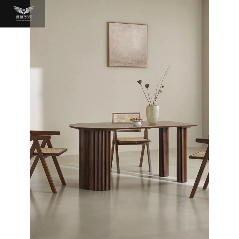 Mesa de comedor de madera sólida nórdica simple mesa de comedor rectangular pequeña casa comedor contra la pared