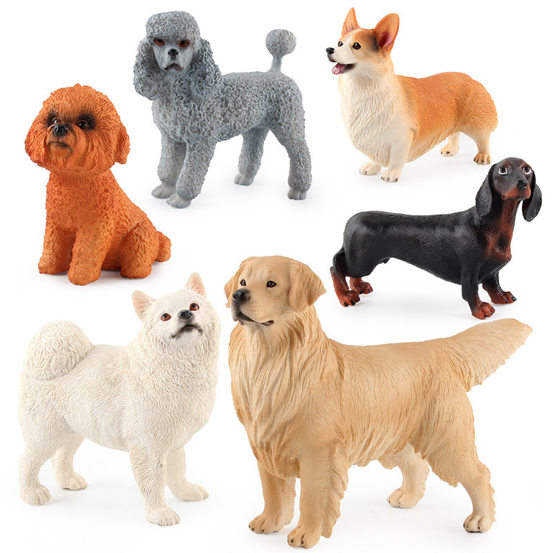 Cross-border simulation dog model set solid sausage dog golden retriever Cocker Spaniel Great Dane static figure toy