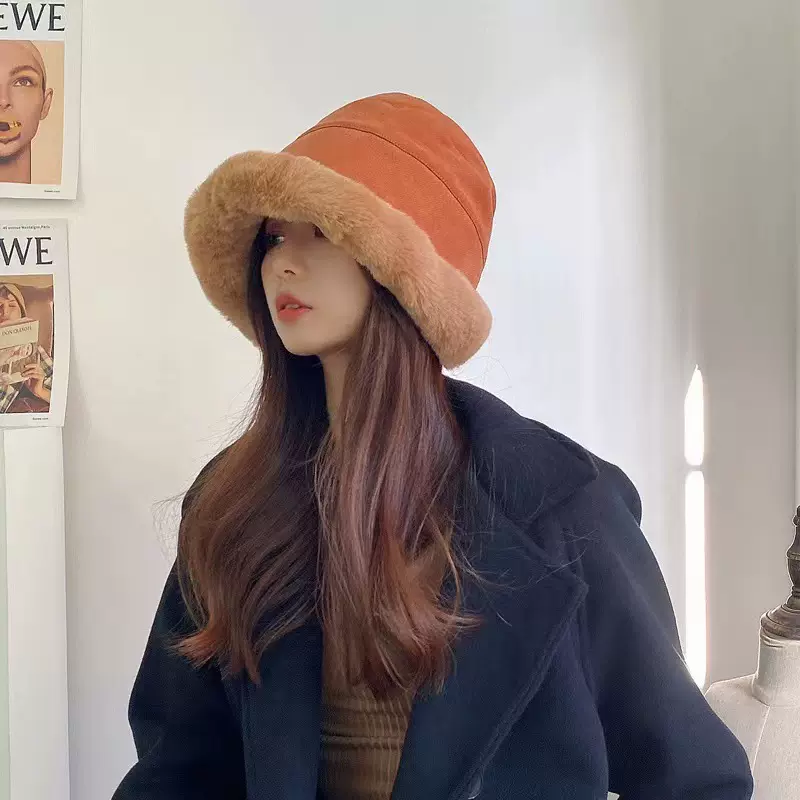 秋冬蒙古帽女加绒加厚护耳保暖渔夫帽韩版百搭网红骑行户外水桶帽