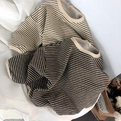 2024 Spring and Autumn New Korean Fresh and Refined Loose Striped T-shirt for Children, Versatile Basic Base Shirt