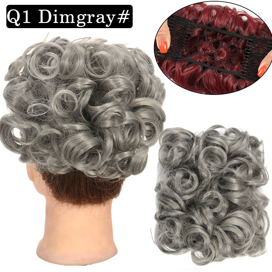 Nueva Peluca de comercio exterior de las mujeres europeas y americanas cabeza de bola de pelo rizado Cola de Caballo pelo Bud peine bolsa de pelo multicolor al por mayor opcional