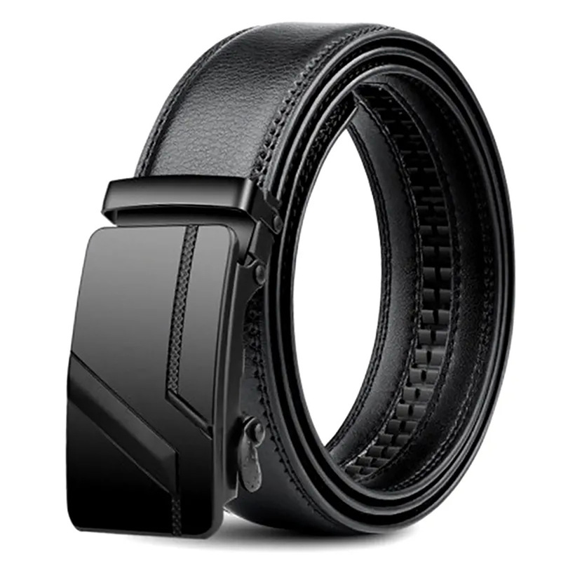 Men's Automatic Buckle Belt Business Fashion Casual Belt Men's High-End Trimmed Edge Threaded Trouser Belt Cross-Border Hot Sale