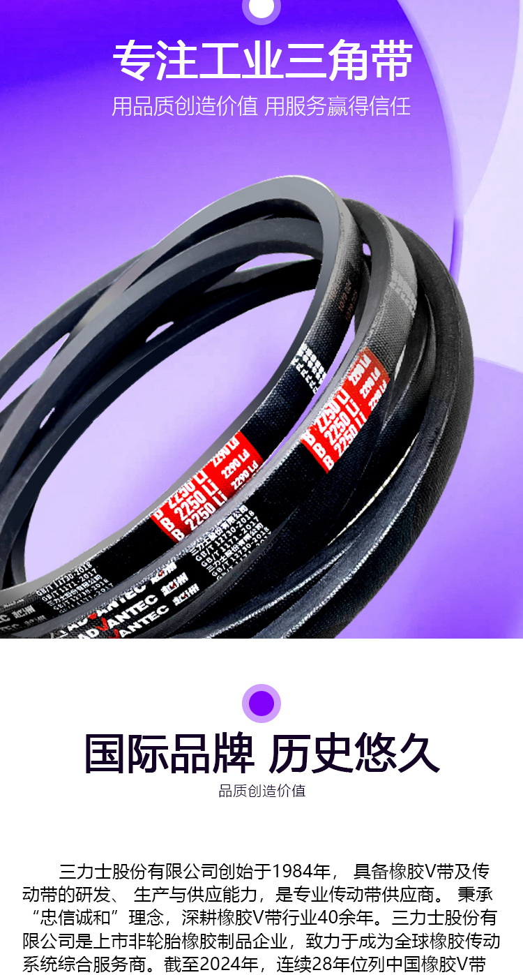 Sanlux Yuezhou B-Type Triangle Belt B600-B1245Li Wear-Resistant and Oil-Resistant V-Belt for Mechanical Equipment Manufacturer Wholesale