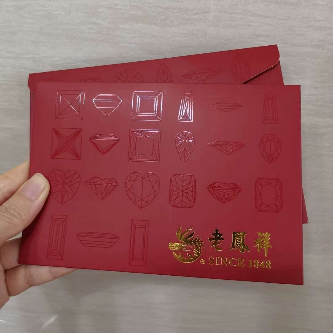 Новый УФ-горячее тиснение Word Gold Shop Серебряные ювелирные изделия Сертификат Сумка Гарантийная сумка Конверт Церемония открытия Рекламный подарок