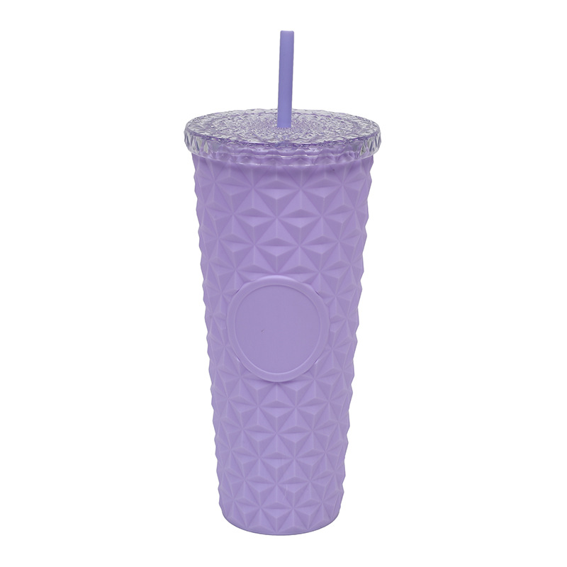 Suministro directo de fábrica AS taza de paja de doble capa taza de agua de plástico de grado alimenticio taza de cristal simple de alto valor de verano de 710ml
