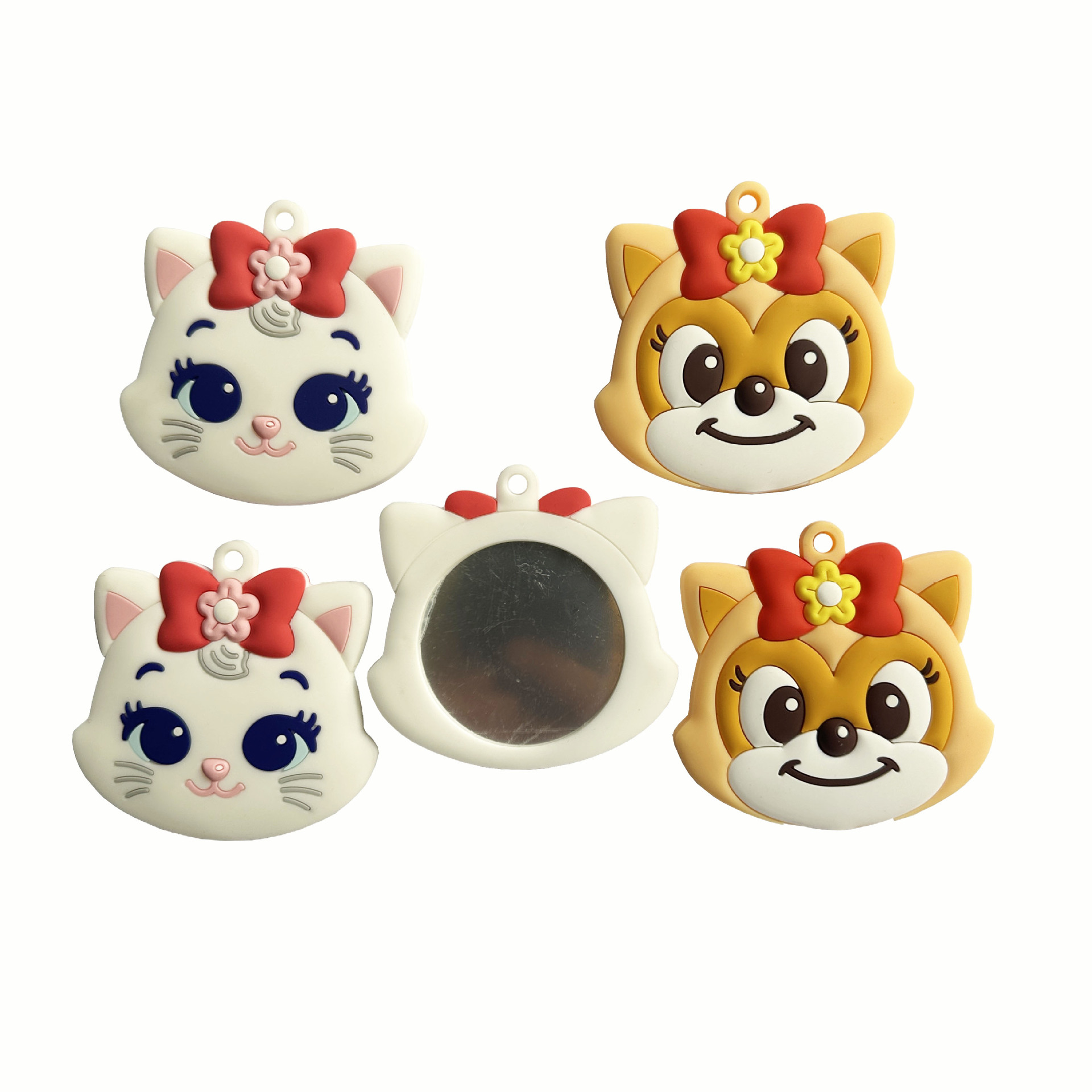 卡通镜子虎头外形可爱PVC醒狮柴犬设计创意PVC软胶镜子猫咪猫头