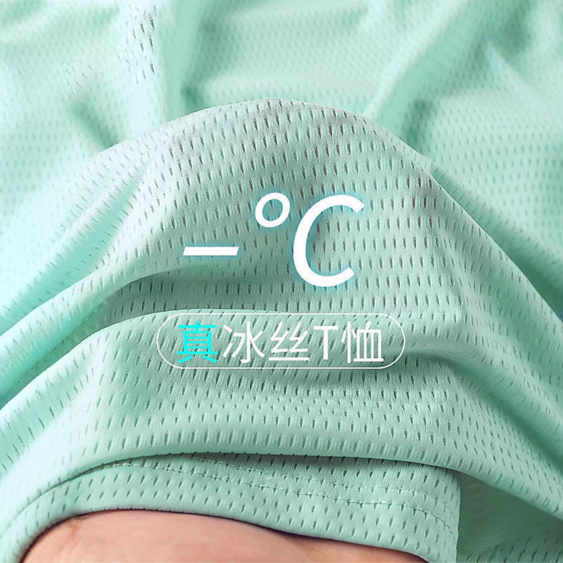 Summer Thin Ice Mesh Quick-Drying Short-Sleeved T-Shirt Men's Korean Style Versatile Casual Outdoor Sports Top Bottoming Shirt