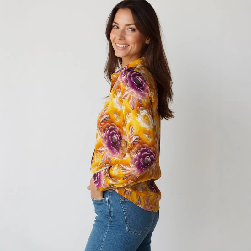 2026 Spring Hawaiian Vacation Beach Cool Floral Shirt Long Sleeve Women's Loose Casual Vintage Trendy Floral Shirt