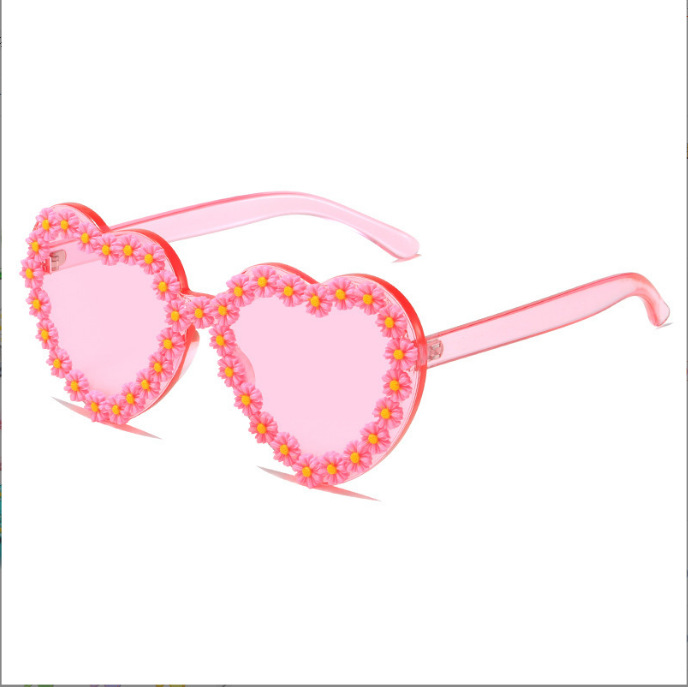 Party Occasion Fashion Heart Shape PC UV400 Protection Special-Shaped Mirror Frameless Women's Sunglasses
