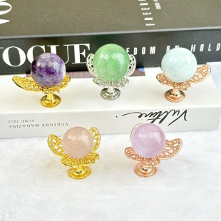Crystal Ball Crafts Base Ball Holder Egg Carving Holder Metal Small Butterfly Retro Old Ornaments European Retro Style