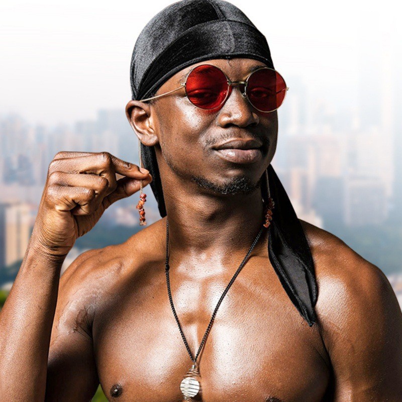Nuevo gorro pirata de satén con estampado de leopardo de Amazon, turbante elástico estilo hip-hop europeo y americano, pañuelo para la cabeza de hombre con cola larga