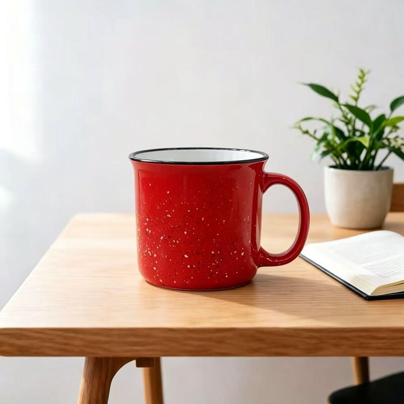 Imitation Enamel Ceramic Cup 7133 Spray-Painted Mug Nostalgic Retro Coffee Milk Breakfast Cup Large Quantity Discount Large Capacity