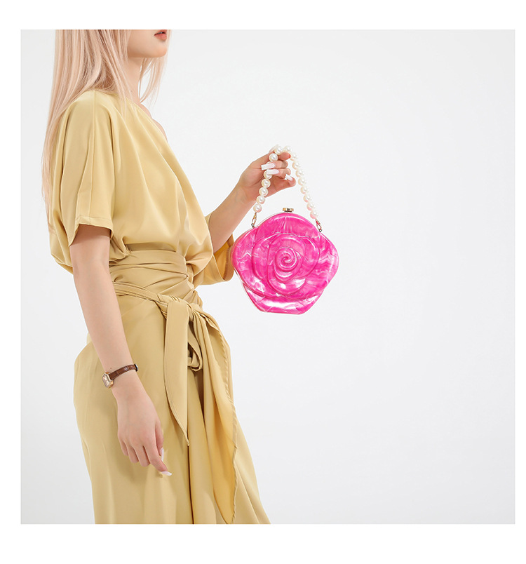 Elegante Blumen Acryl Handtasche Für Damen Einzigartige Box Tasche_voghion.com