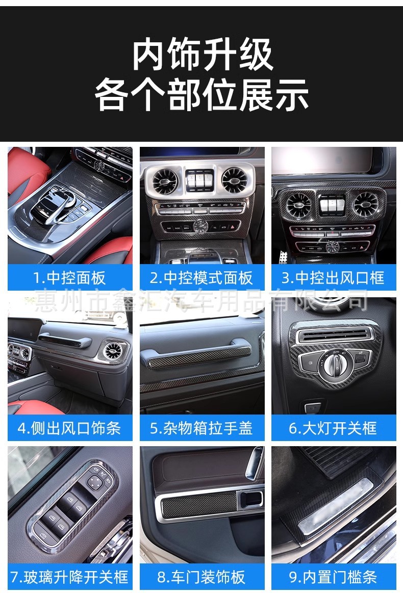 Suitable for Mercedes-Benz G-Class G500, G63, G350, G400, G550, and G450 models; carbon fiber door sill trim and welcome pedal