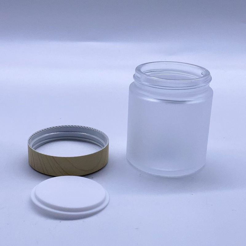 膏霜瓶水转印面霜瓶蒙砂玻璃木纹盖膏霜分装瓶面膜罐 眼霜瓶